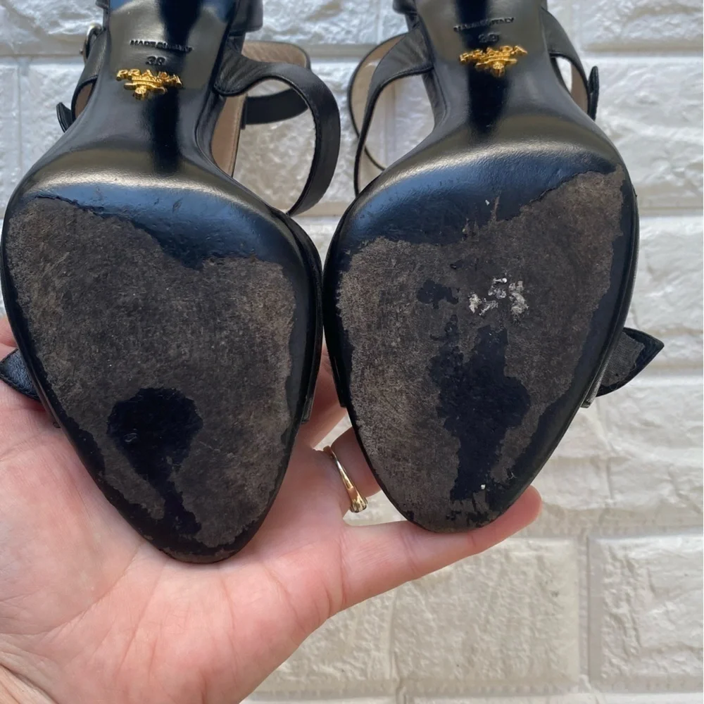 PRADA Milano Italy Leather Ankle Strap sandals 39